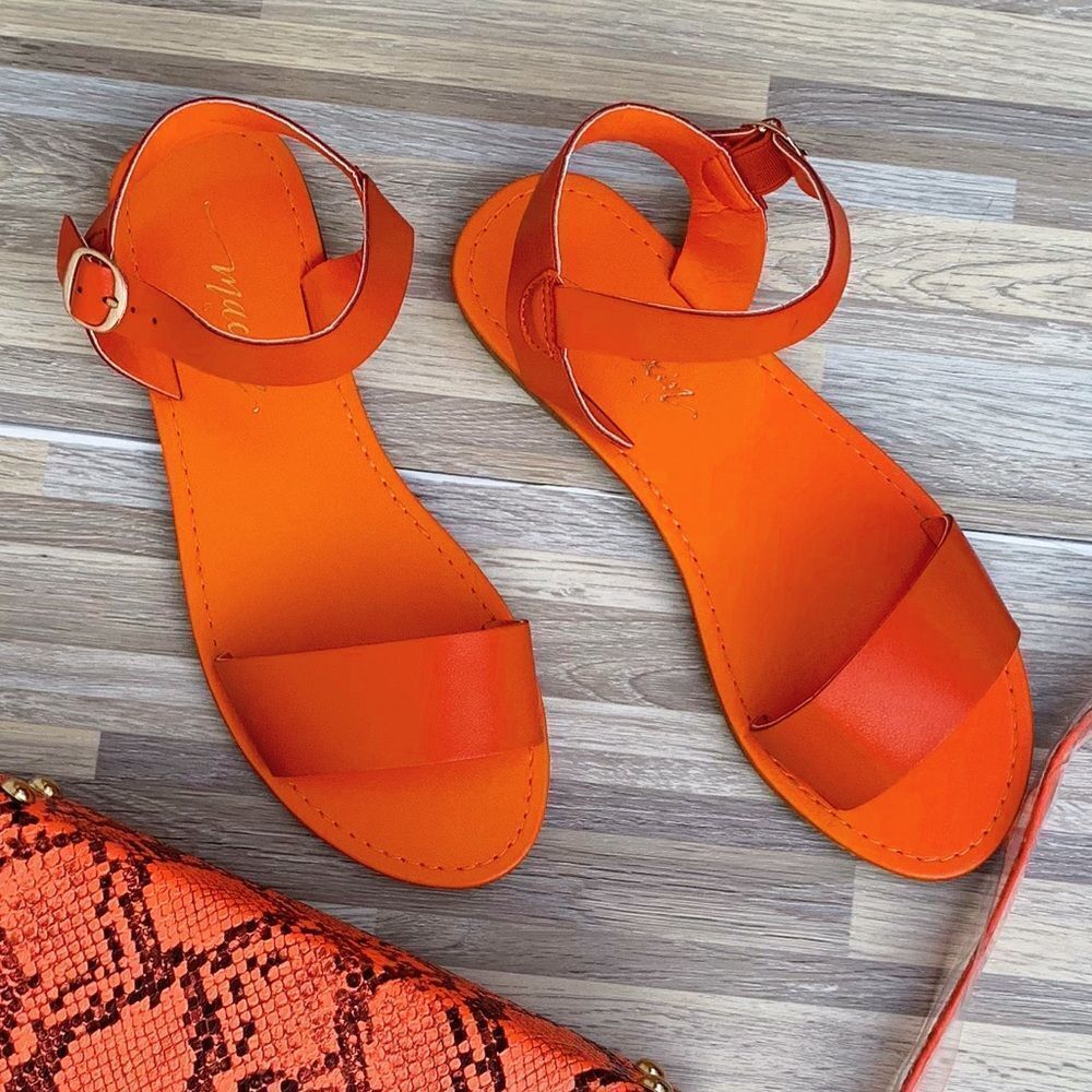 Orange Ankle Strap Sandal
